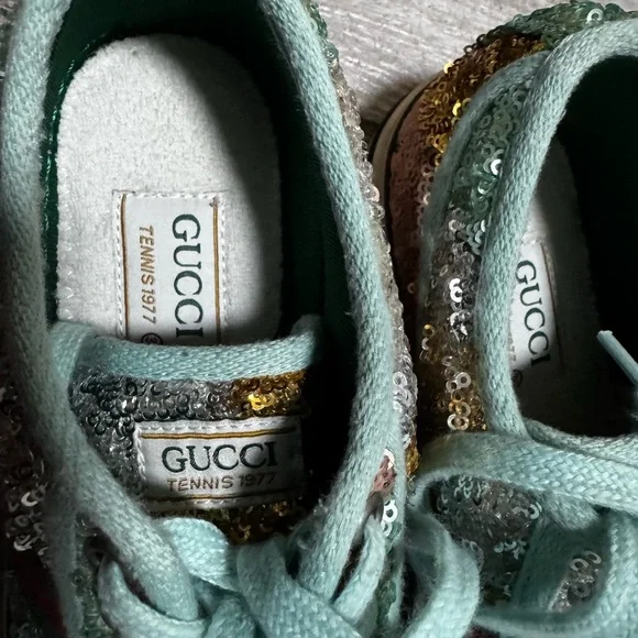 Gucci sequin multicolored sneakers size 6 - Picture 3 of 4